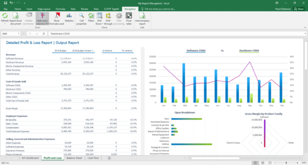 A screenshot of a business dashboard in Microsoft Excel.