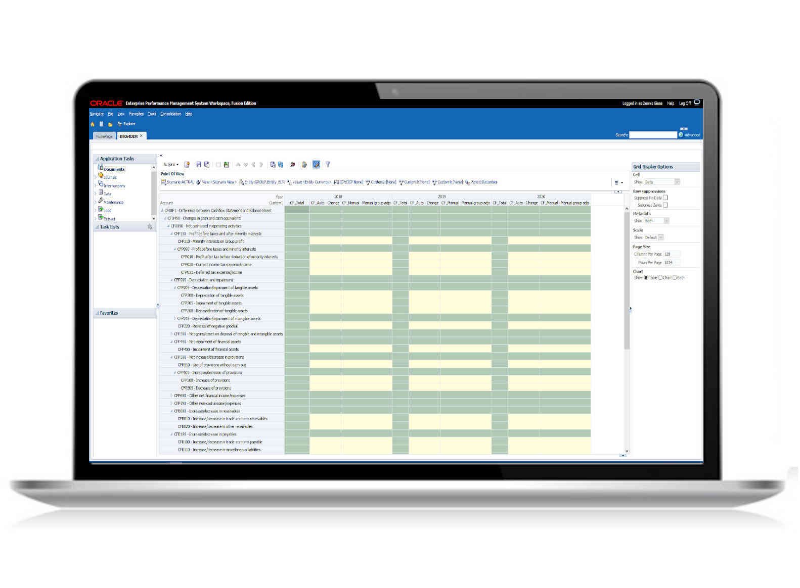 A laptop screen displaying a spreadsheet.